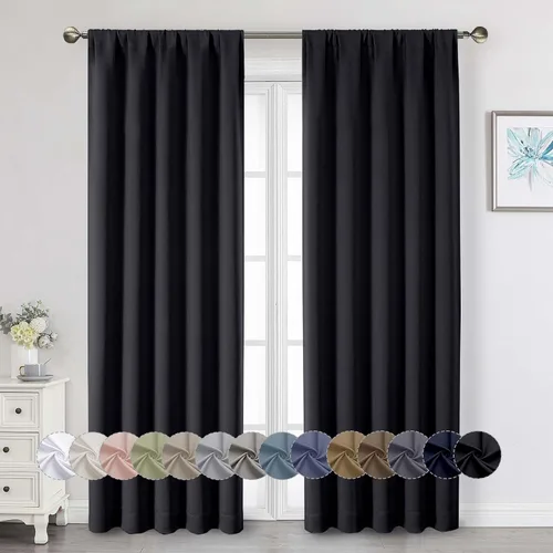 Miniatura 21 de Cortinas opacas para dormitorio, sala de estar, juego de 2 paneles de 54 pulgadas de largo, cortinas de oscurecimiento de habitación con aislamiento