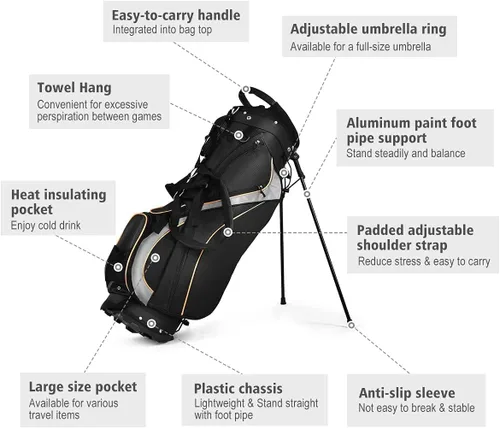 Miniatura 6 de Mayjooy - Bolsa de golf portátil con divisores de 8 vías, bolsa organizada de fácil almacenamiento con tela duradera, color negro