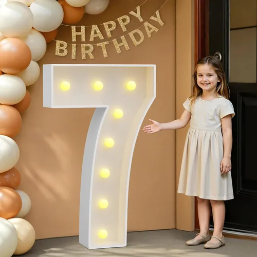 Miniatura 55 de IMPRSV Letras de mosaico iluminadas de marquesina, 4 pies para globos y fiestas, decoración de kit de arco