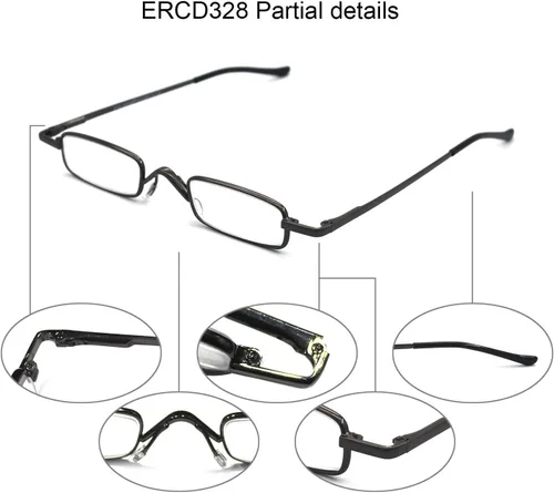 Miniatura 3 de Mini gafas de lectura de metal súper ligeras con estuche compacto, negro, plomizo