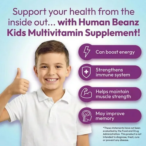 Miniatura 4 de Human Beanz Gomitas multivitamínicas con zinc para niños, suplementos dietéticos de apoyo inmunológico, vegetariano, 120 granos de gelatina Berry