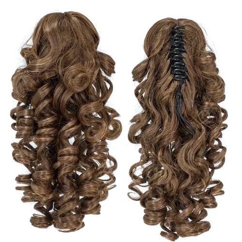 Miniatura 6 de SWACC 12-Pulgadas Extensiones de Cola de Caballo Cortas con Rizos de Tornillo y Pinza de Gancho Extensiones de Cabello Sintético con Cordón