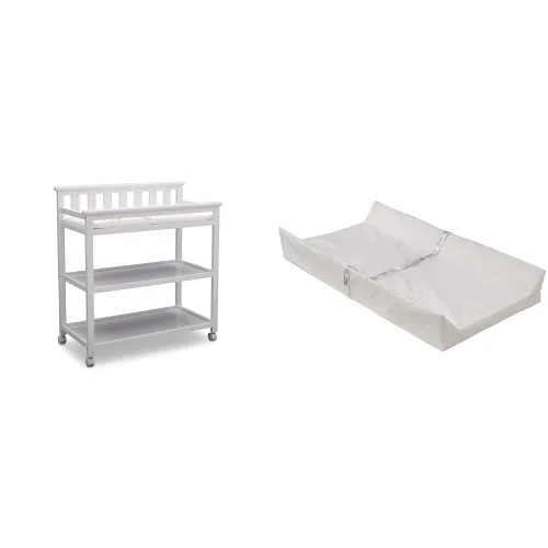 Miniatura 8 de Delta Children Cambiador plano con ruedas y cambiador - Certificado Greenguard Gold, gris