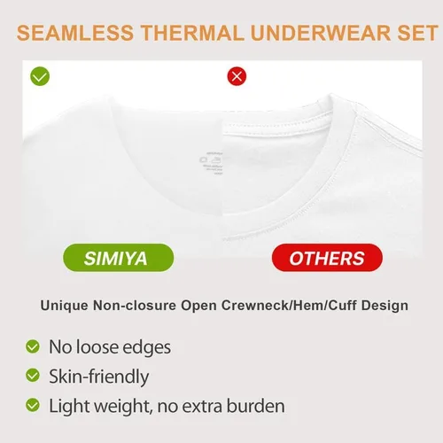 Miniatura 2 de SIMIYA Conjunto de ropa interior térmica para mujer, manga larga, corte libre, forro polar, capa base para clima frío