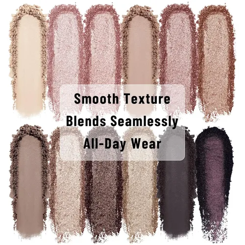Miniatura 2 de UCANBE Paleta de maquillaje de sombras de ojos de 12 colores, sombras de ojos mate brillantes neutras en tonos nude con kit de brochas de doble 03