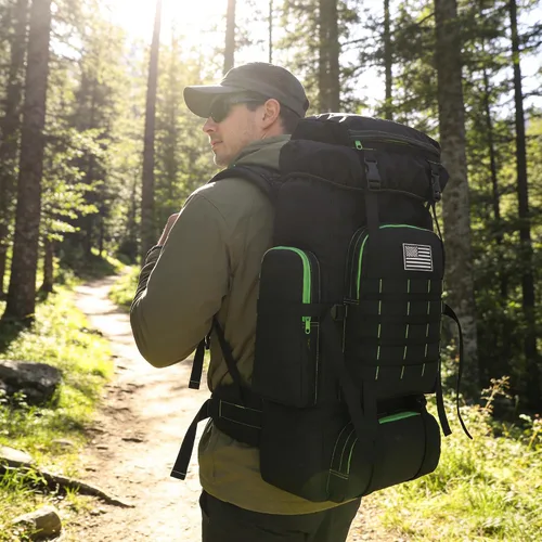 Miniatura 7 de Mochila de senderismo W WINTMING para hombres 70L/100L, mochila de campamento, mochila militar Molle, paquete de asalto de 3 días para escalada