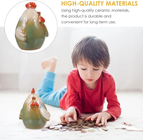 Miniatura 3 de DECHOUS Alcancía de cerámica para niños y adultos: bonita alcancía de pollo para ahorrar dinero para niños y niñas, divertida decoración