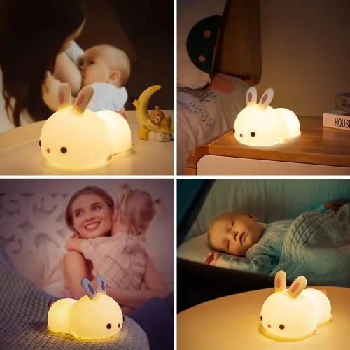 Miniatura 5 de One Fire Juguetes de Conejo para Niños, Luz Nocturna para Niños con Control Remoto, 16 Colores + 5 Niveles de Brillo, Lámpara Linda, Luz Nocturna