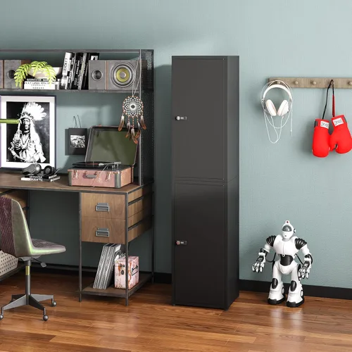 Miniatura 8 de MIOCASA Metal Storage Cabinet with Lock, 3 Adjustable Shelves Single Door Steel Locker for Home, Office & Garage (Black)