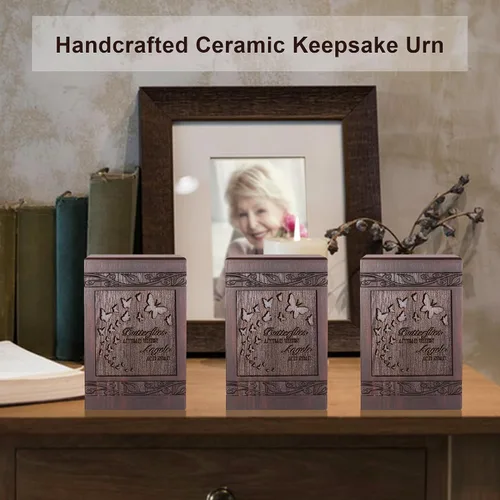Miniatura 5 de Urnas de cremación para cenizas humanas adultas, machos y hembras, caja de urnas talladas de madera para hombres, mujeres, niños, mascotas, gato