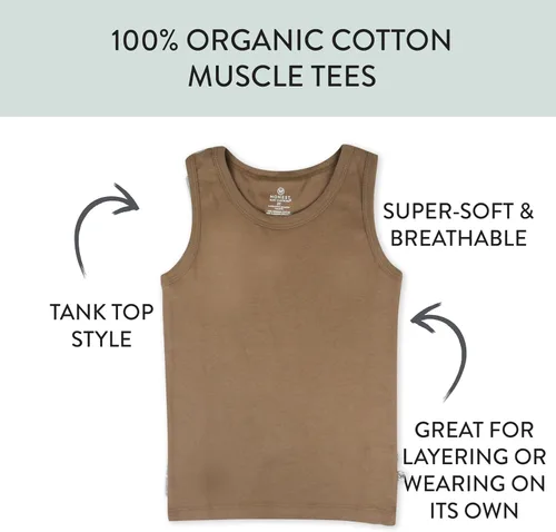Miniatura 22 de HonestBaby Camisetas musculares sin mangas 100% algodón orgánico para bebés y niños pequeños, niñas
