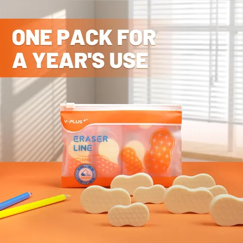 Miniatura 6 de Yplus Eraser Line - Borradores de lápiz de hipolímero para la oficina escolar, lindo borrador de goma blanca para niños, artista sin residuos, 6