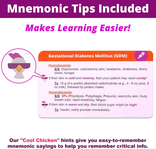 Miniatura 3 de Tarjetas flash de maternidad, sin pelusas, solo información esencial para la escuela de enfermería, NCLEX ATI HESI Review 2026-2027 Tarjetas flash