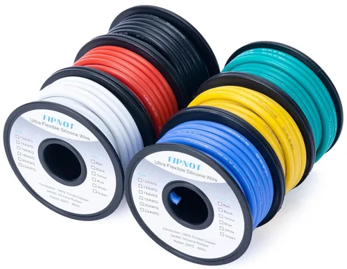 Miniatura 28 de Cable de 8 AWG Alambre Calibre 8 de Silicona - Carrete Negro de 25 pies, Alambre de Cobre Estañado Trenzado Extra Flexible 8AWG para Soldadura 200℃