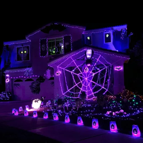 Miniatura 5 de JMEXSUSS Luces solares de Halloween moradas (cadena de luces solares y luces de hadas solares)