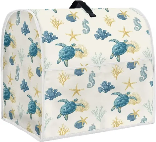 Miniatura 40 de Talayituse Beach Turtle Starfish Print Stand Mixer Cover for 4.5-5 Quarts Kitchen Aid, Washable Mixer Dust Cover with Handle and Pocket Kitchen