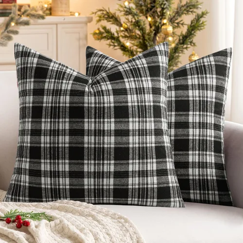 MIULEE Juego de 2 fundas de almohada de tartán escocés de otoño, clásicas, decorativas, para exteriores, decoración de Halloween, Acción de Gracias,
