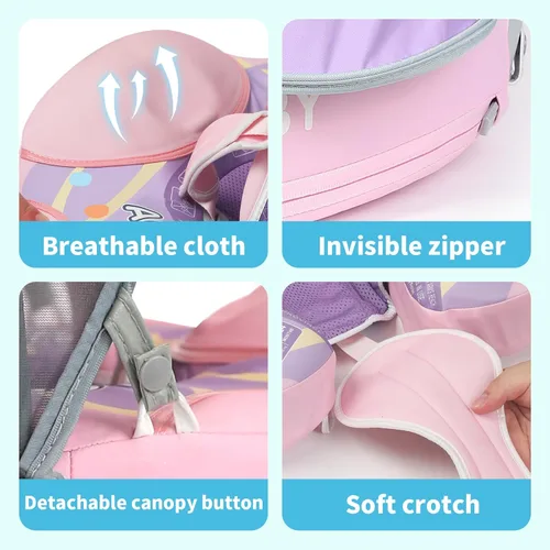 Miniatura 6 de Mambobaby Flotador con Toldo y Cola Nuevo Mejorado Flotador de Piscina No Inflable para Bebé Flotador de Natación Mambo Entrenador de Natación Rosa
