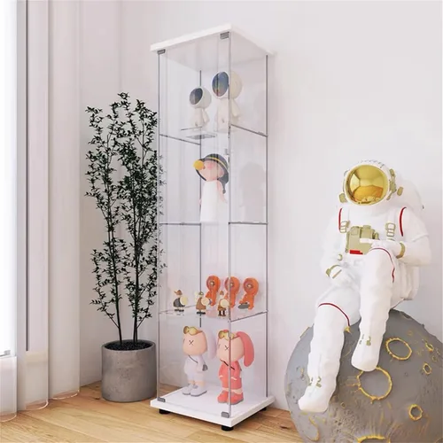 Miniatura 46 de Vitrina de cristal con 3 estantes con 2 puertas, vitrina de cristal transparente para sala de estar, dormitorio, 49.49 x 31.77 x 14.37 pulgadas