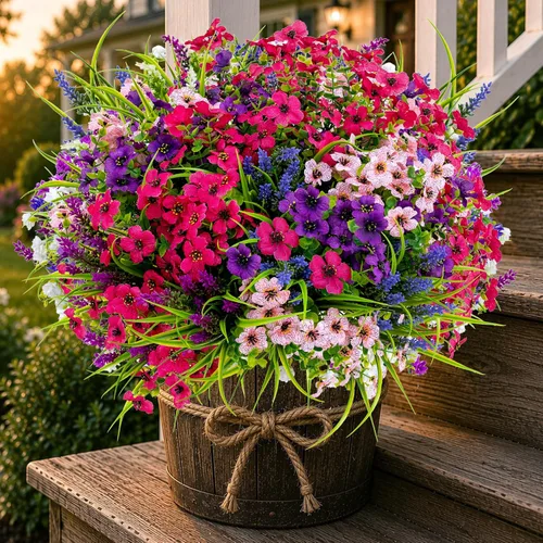 Miniatura 11 de Axylex - Flores Artificiales para Exteriores, Plantas Falsas - 16 Paquetes de Verdería Artificial para Exteriores, Arbustos de Boj de Plástico Sin