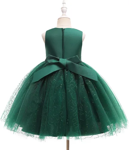 Miniatura 3 de Weileenice Vestido de lentejuelas vintage para niña de flores, vestido de novia formal de tul brillante con diamantes de imitación