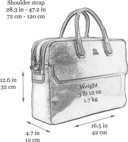 Miniatura 5 de Time Resistance Maletín de cuero Bolsa de cuero de grano completo para laptop de hasta 17 pulgadas para hombres y mujeres