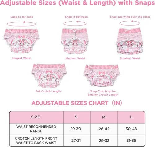 Miniatura 2 de Littleforbig Lavable Ajustable Reutilizable Impermeable Tela Adulto Pañal Wrap Cover - Bebé Usagi Patrón S