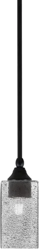 Miniatura 42 de Toltec Lighting Tallo Colgado Mini colgante, acabado de cobre negro, 3.5" cuadrado humo burbuja vidrio