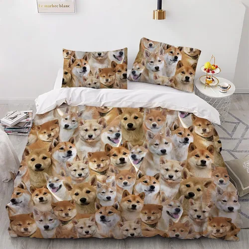 Miniatura 13 de Airedale Terrier - Juego de funda de edredón con estampado de cara de perro, juego de ropa de cama de 3 piezas, juego de funda de edredón suave