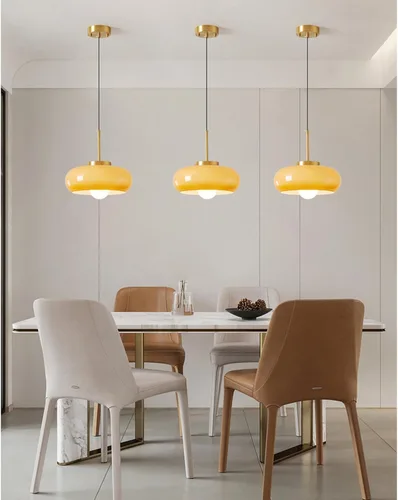 Miniatura 4 de Brikey Lámpara colgante de cristal naranja de 11 pulgadas, enchufe dorado con lámpara colgante de cristal, lámpara colgante LED para isla (naranja)