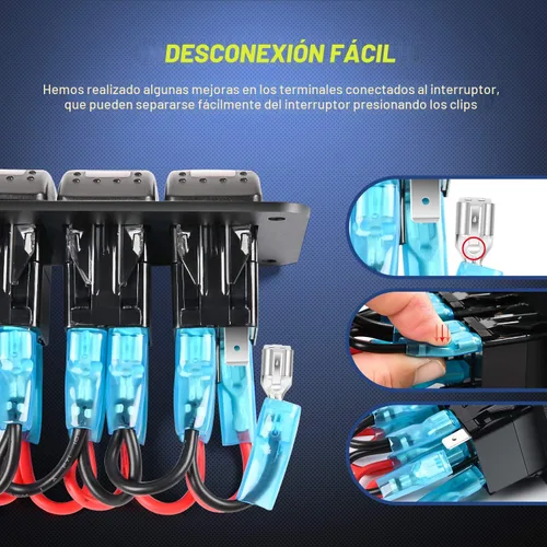 Miniatura 4 de Nilight - Panel de interruptor basculante de 3 bandas 90115C Panel de interruptores de aluminio precableado impermeable con enchufe de cargador USB