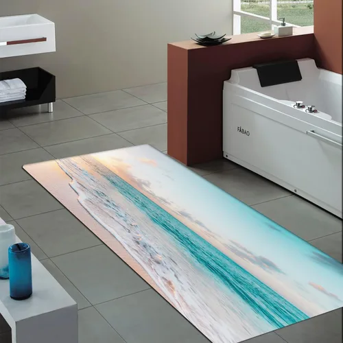 Miniatura 10 de Alfombra antideslizante de espuma de esponja de pelo bajo para puerta de baño, alfombras separadas a prueba de deslizamiento, alfombra de ilusión