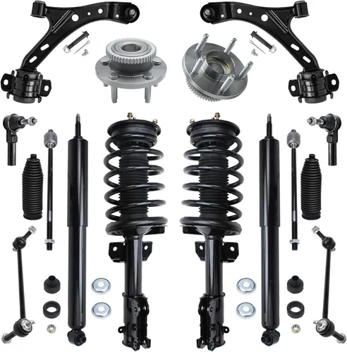 Detroit Axle - Puntales delanteros Amortiguadores traseros Cojinete de cubo de rueda brazos de control inferiores y varillas de acoplamiento