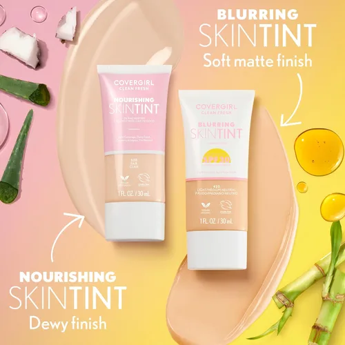 Miniatura 7 de COVERGIRL Clean Fresh Tinte para piel nutritivo, 550 Claro/Medio, base líquida, acabado húmedo, infundido con coco y aloe, fórmula vegana 550