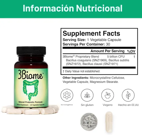 Miniatura 6 de 3Biome - Suplemento probiótico natural - Sin GMO, vegano, sin gluten