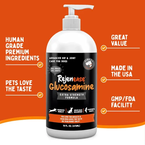 Miniatura 4 de Suplemento líquido prémium para cadera y articulaciones de glucosamina para perros, alivio del dolor natural rápido y mejor movilidad, extra fuerte
