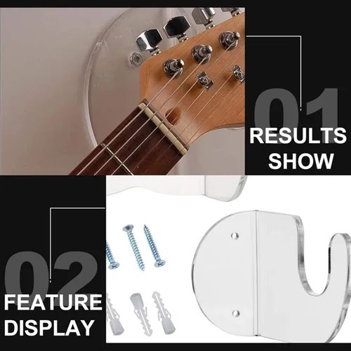 Miniatura 3 de DOITOOL Soporte de pared para guitarra horizontal, acrílico transparente acústica/clásica/eléctrica, soporte para ukelele banjo, exhibición