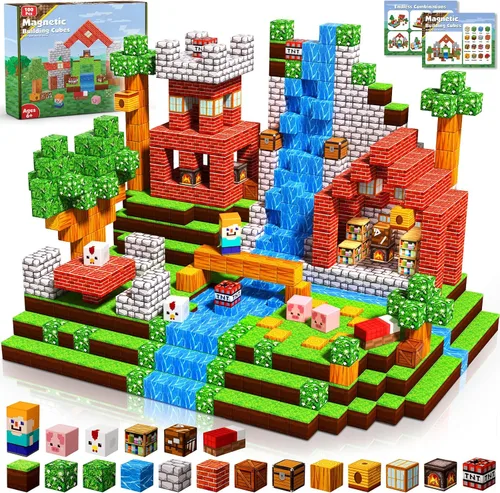 Miniatura 8 de Annexfun 300 unidades de bloques magnéticos - Bloques magnéticos de construcción, imanes apilables para niños, juguete sensorial para STEM