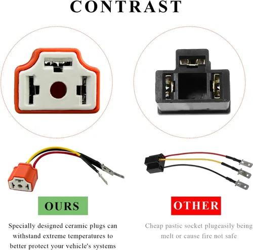 Miniatura 5 de 2 piezas H4 HB2 9003 arnés de cableado socket para faros delanteros, conector de cerámica de 16AWG para faros delanteros, enchufe hembra de coleta
