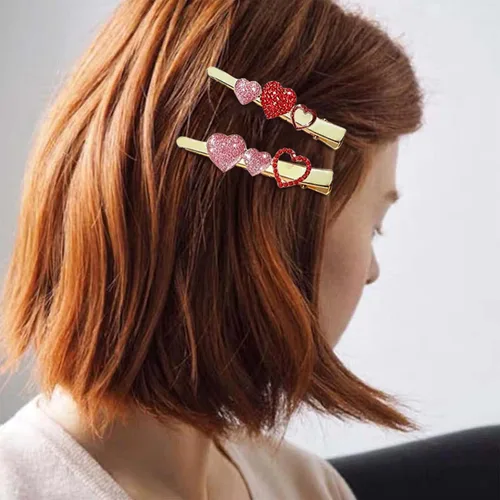 Miniatura 4 de Soochat 4 pinzas para el cabello para el día de San Valentín, horquillas de corazón rojo para mujeres y niñas, accesorio para el cabello, regalo
