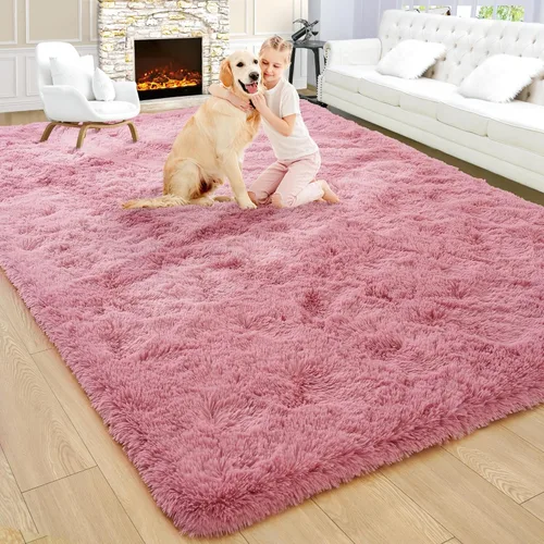 Miniatura 84 de Noahas - Alfombra suave y afelpada para habitación de niña y sala de estar, colorida, decoración para guardería, teñido anudado arcoíris, azul