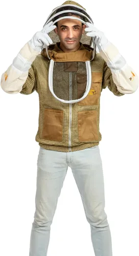 Miniatura 5 de Chaqueta ventilada de apicultura de 3 capas de protección completa para apicultores Chaqueta de abejas ultra ventilada con velo de esgrima
