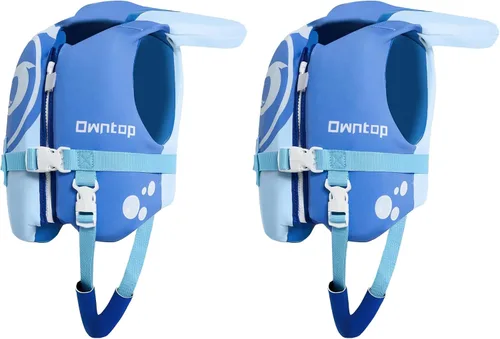 Miniatura 12 de Owntop Chaleco de natación para niños pequeños, chaqueta flotante, ayuda de natación para niños de 20-30-40-50 libras con correas de seguridad Rojo