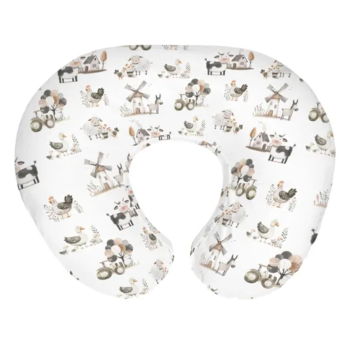 Miniatura 14 de Fundas de almohada de lactancia de animales de granja boho para niños y niñas, cordero, vaca, pollo, pato, tractor, árbol, fundas para lactancia