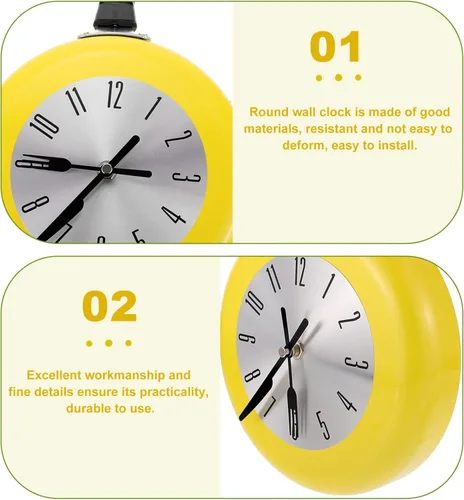 Miniatura 3 de FOMIYES Reloj de pared para decoración del hogar, reloj de pared de 8 pulgadas, silencioso, funciona con pilas, para cocina, baño, sin batería