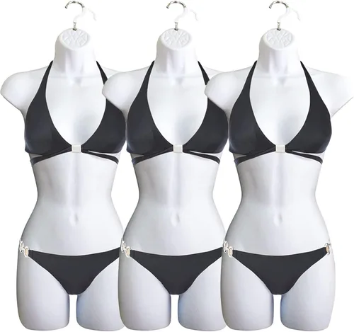 Miniatura 26 de Maniquí Femenino de Cadera de Torso Largo Espalda Hueca Cuerpo Apilable Forma de Vestido con Gancho Colgante para Exhibición de Camisetas, Encimera