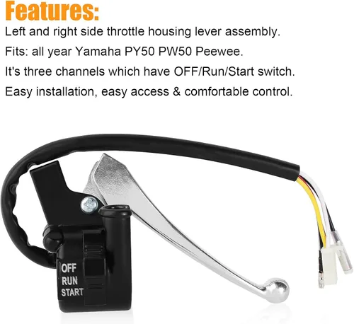 Miniatura 7 de Interruptor de arranque de carcasa del acelerador para manillar y palanca de freno izquierda derecha para Yamaha PW50 PY50 Peewee Y-Zinger
