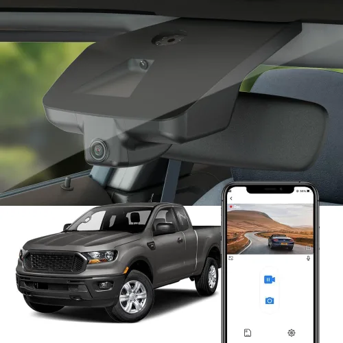 Miniatura 10 de Fitcamx Cámara de tablero delantera 4K+trasera 1080P se adapta para Ford Ranger 2019-2023 XL XLT Lariat (sensor de lluvia), aspecto OEM, WiFi
