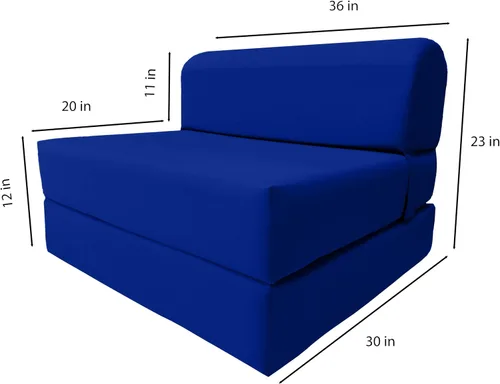 Miniatura 2 de D & D Futon Furniture Chair cama plegable de espuma, sofá de estudio, colchón de espuma doblado (6 x 36 x 70 pulgadas, azul real)