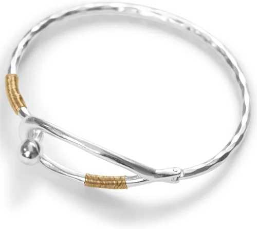 Miniatura 2 de Lucky Brand Brazalete con bisagra envuelta en alambre de dos tonos, Metales no preciosos